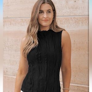 NWT Elegant Black Sleeveless Mock Neck Top